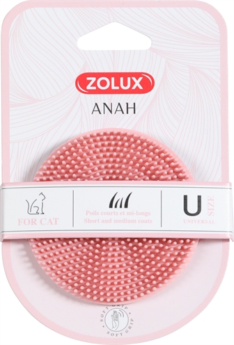 Zolux Anah Borstel Rond Rubber Roze 7.5x7.5x3 cm