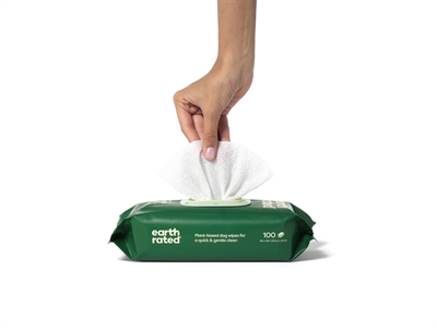 Earth Rated Dog Wipes Geurloos Composteerbaar 20.5x20.5 cm 100 st