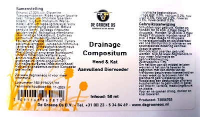 DE Groene Os Drainage Compositum Hond / Kat 50 ml
