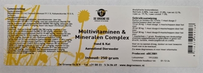 DE Groene Os Multivitaminen / Mineralen Complex Hond / Kat 250 gr