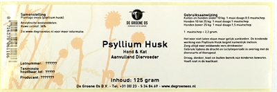 DE Groene Os Psyllium Husk Hond / Kat 125 gr