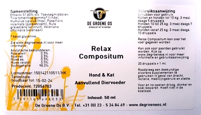 DE Groene Os Relax Compositum Hond / Kat 50 ml