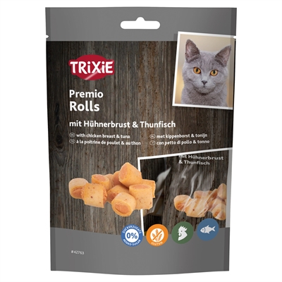 Trixie Premio Kip & Tonijn Rolletjes Voor Katten Glutenvrij 50 gr