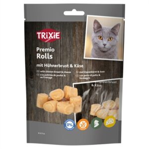 Trixie Premio Kip & Kaas Rolletjes Voor Katten Glutenvrij 50 gr