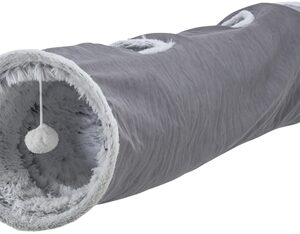 Trixie Katten Speeltunnel Harvey Velours / Pluche Grijs 116x27 cm