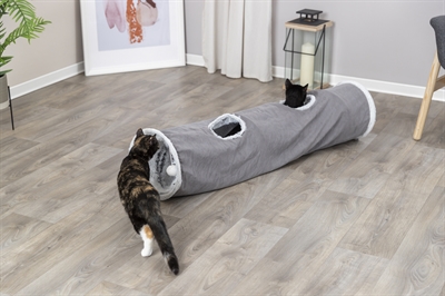 Trixie Katten Speeltunnel Harvey Velours / Pluche Grijs 116x27 cm