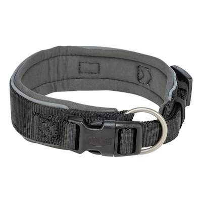Trixie Premium Halsband Hond Extra Breed Zwart / Grafiet Grijs 27-35x2.5 cm