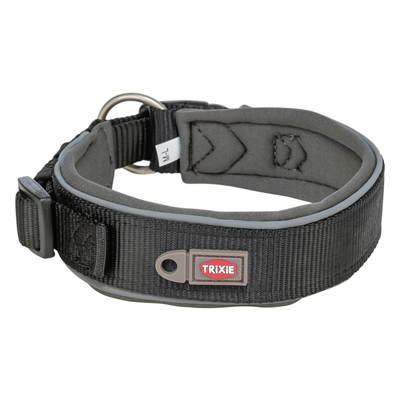 Trixie Premium Halsband Hond Extra Breed Zwart / Grafiet Grijs 27-35x2.5 cm