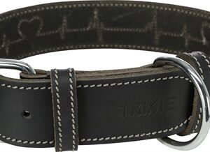 Trixie Rustic Vetleer Halsband Hond Heartbeat Zwart 34-40x3 cm
