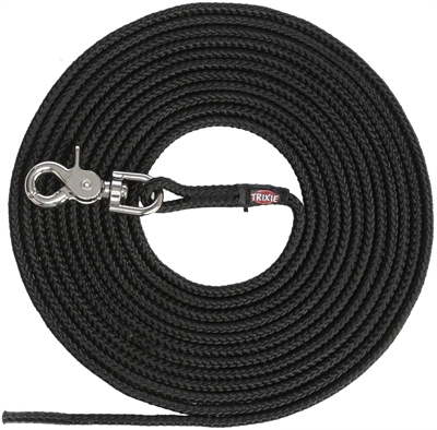 Trixie Hondenriem Sleeplijn Trigger Snap Haak Rond Zwart 5 Mtr X 0.6 cm