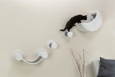 Trixie Katten Klimset Voor Aan DE Muur 4 Klimplekken Wit / Grijs 78x30x30 cm
