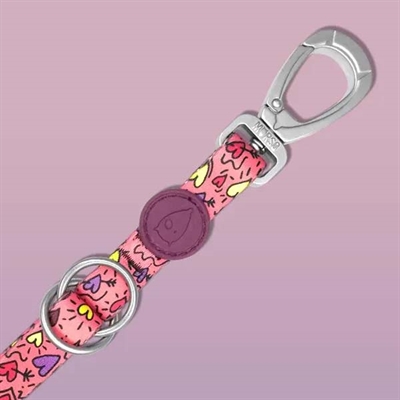 Morso Hondenriem Verstelbaar Gerecycled Pink Think Roze 75-230x1.5 cm 1-4 kg