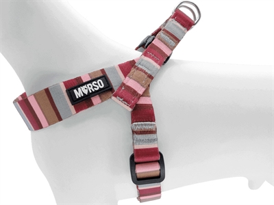 Morso Mini Hondentuig Verstelbaar Gerecycled Skyline Rood / Roze 24-32x1.5 cm