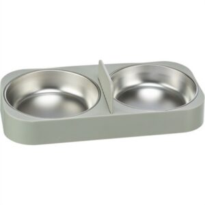 Trixie Voerbak / Drinkbak Dubbel Voor #24347 Kunststof / RVS Wit 32x16x5 cm 2x500 ml