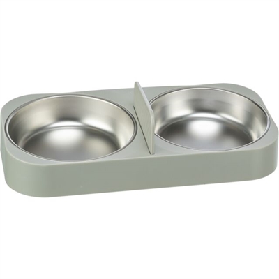 Trixie Voerbak / Drinkbak Dubbel Voor #24347 Kunststof / RVS Wit 32x16x5 cm 2x500 ml