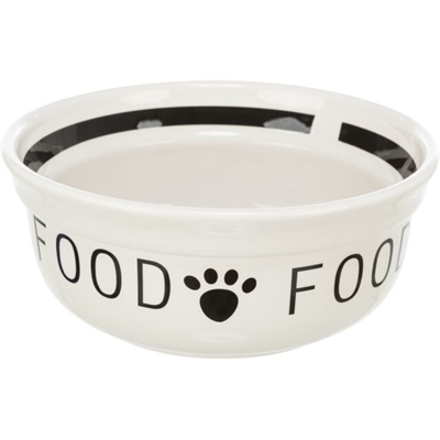 Trixie Voerbak Hond Food Keramiek Wit / Zwart 250 ml 13 cm