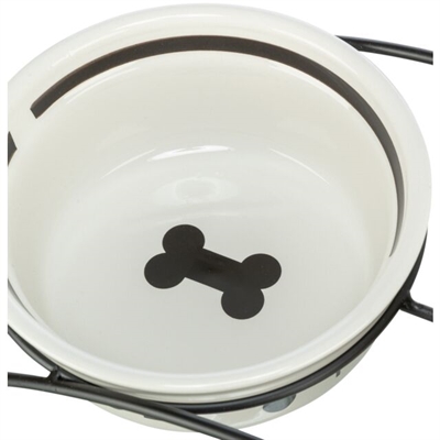 Trixie Voerbak Hond Food Keramiek Wit / Zwart 250 ml 13 cm