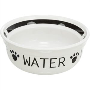 Trixie Drinkbak Hond Water Keramiek Wit / Zwart 250 ml 13 cm 4 st