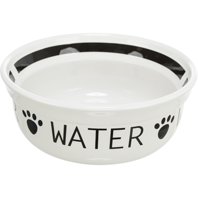 Trixie Drinkbak Hond Water Keramiek Wit / Zwart 250 ml 13 cm 4 st