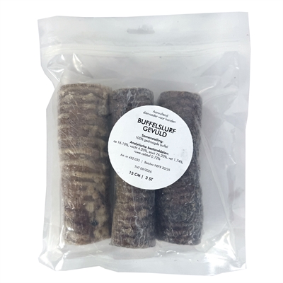 Petsnack Buffelslurf Gevuld 15 cm 3 st