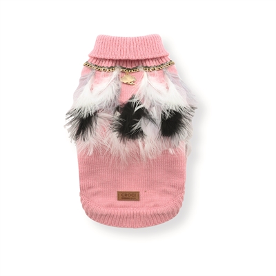 Croci Hondentrui Met Veren Roze / Wit 25 cm
