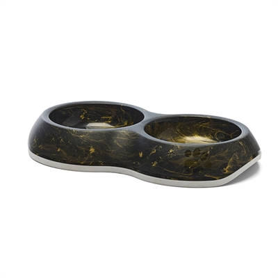 Savic Voerbak Delice Dubbel Marble Zwart / Goud 26x15.5x4 cm 2x200 ml