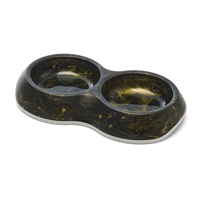 Savic Voerbak Delice Dubbel Marble Zwart / Goud 26x15.5x4 cm 2x200 ml