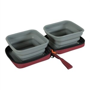 Zolux Bvk 2in1 Opvouwbare Voerbak En Drinkbak Rood 2x700 ml