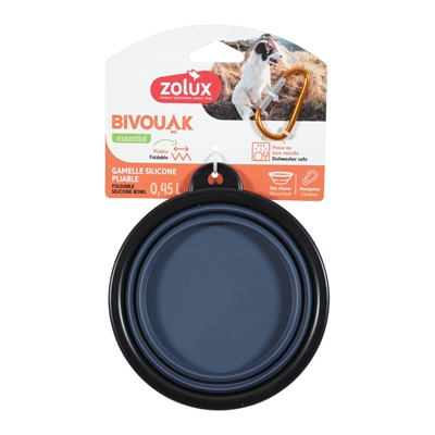 Zolux Bvk Voerbak Opvouwbaar Siliconen Blauw 13 cm 450 ml