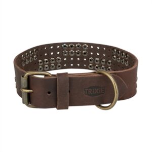 Trixie Halsband Hond Rivet Rustic Vetleer Donkerbruin S-M 34-40x3 cm