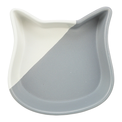 Trixie Voerbak Kat Kattenkop Keramiek Grijs / Wit 13 cm 200 ml