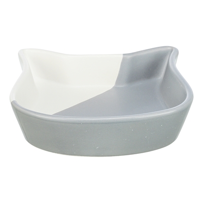 Trixie Voerbak Kat Kattenkop Keramiek Grijs / Wit 13 cm 200 ml