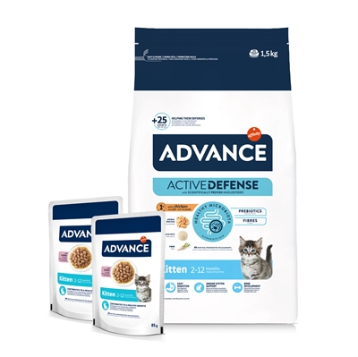 Advance Cat Kitten Chicken / Rice + 2 Pouches Chicken 1.5 kg + 2x85 gr