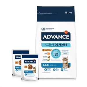 Advance Cat Adult Chicken / Rice + 2 Pouches Chicken 1.5 kg + 2x85 gr