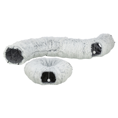 Trixie Harvey Pluche Speeltunnel / Donut Wit / Grijs 160x25 cm