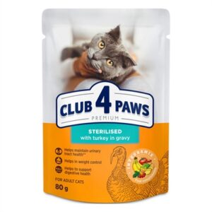 Club 4 Paws Premium Adult Sterilised Pouch Kalkoen In Saus 24x80 gr