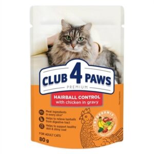 Club 4 Paws Premium Adult Hairball Control Pouch Kip In Saus 24x80 gr