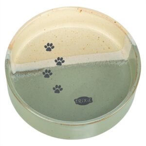 Trixie Voerbak / Drinkbak Met Pootprint Keramiek Groen / Beige 12x12x3.5 cm