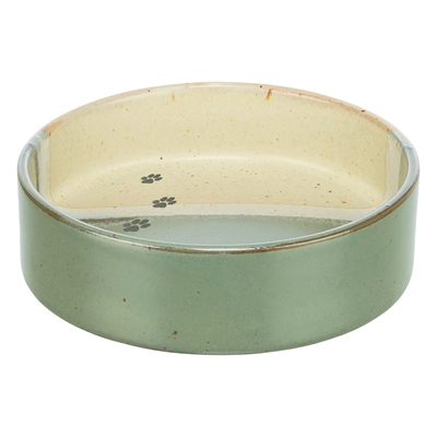 Trixie Voerbak / Drinkbak Met Pootprint Keramiek Groen / Beige 12x12x3.5 cm