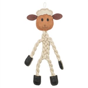 Trixie Schaap Touw Met Leer Bruin 42 cm
