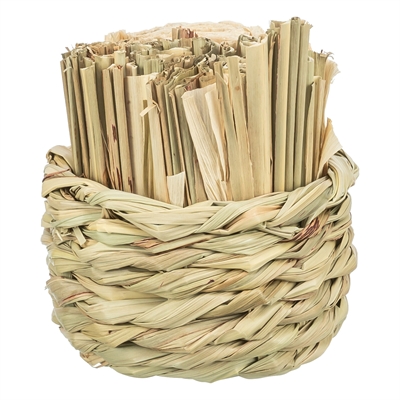 Trixie Mand Gras Met Hooi / Maisbladeren / Houten Stokjes 9x9x9 cm
