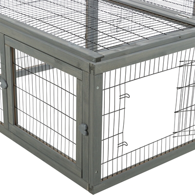 Trixie Ren Met Afdekking Hout Grijs 174x109x48 cm
