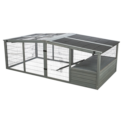 Trixie Ren XL Met Afdekking Hout Grijs 233x79x116 cm