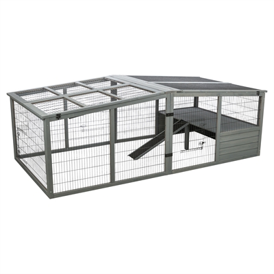 Trixie Ren XL Met Afdekking Hout Grijs 233x79x116 cm