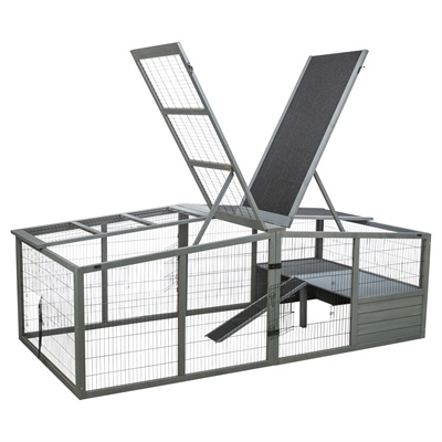 Trixie Ren XL Met Afdekking Hout Grijs 233x79x116 cm