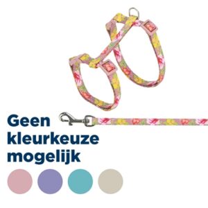Trixie Kattentuigje Met Riem Bloemen Motief Assorti 27-45x1 cm