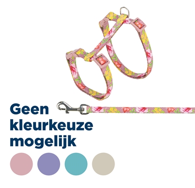 Trixie Kattentuigje Met Riem Bloemen Motief Assorti 27-45x1 cm