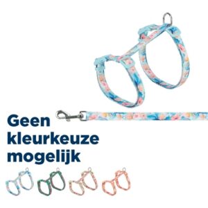 Trixie Kattentuigje Met Riem Flower Power Motief Assorti 35-59x1.3 cm