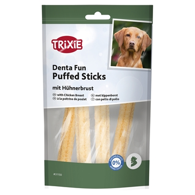 Trixie Denta Fun Puffed Sticks Met Kippenborst 40 gr
