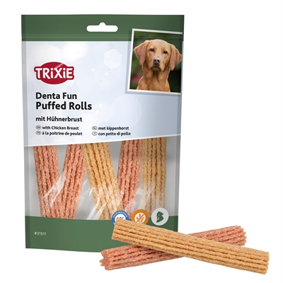 Trixie Denta Fun Puffed Rolls Met Kippenborst 100 gr